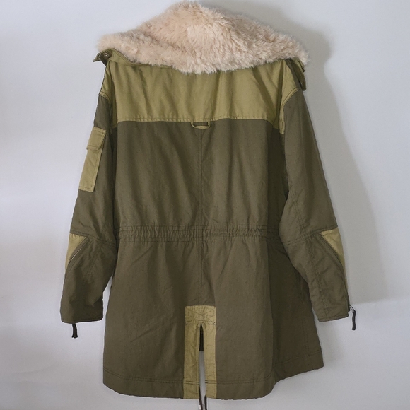 Free People Khaki Fur-Trimmed Utility Jacket - Picture 4 of 8